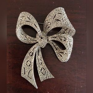Vintage Marcasite Bow Brooch